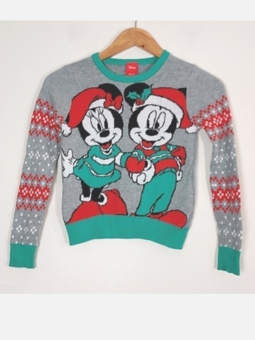 Kids Disney Mickey & Minnie Christmas Sweater Size 6-6X